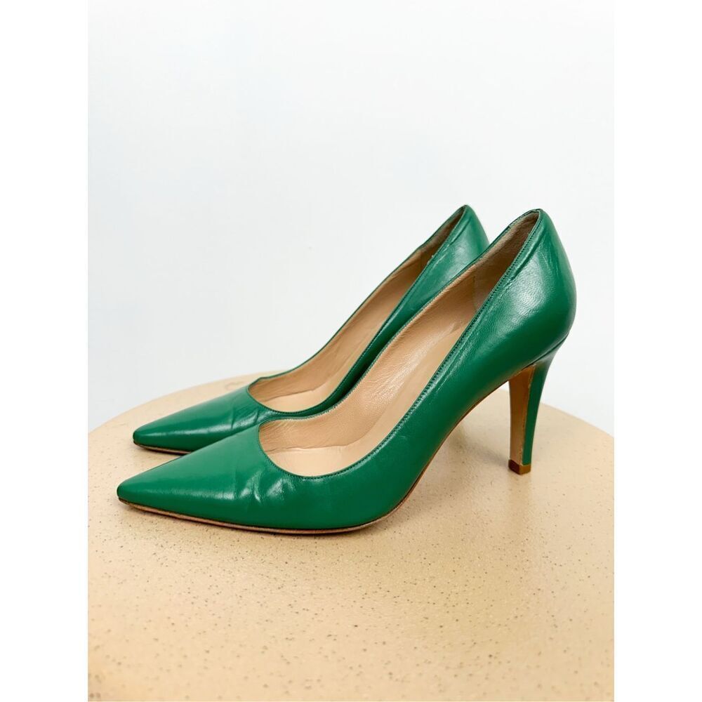Manolo Blahnik Women’s Leather Kelly Green Leather Point Toe 3.5” Pumps